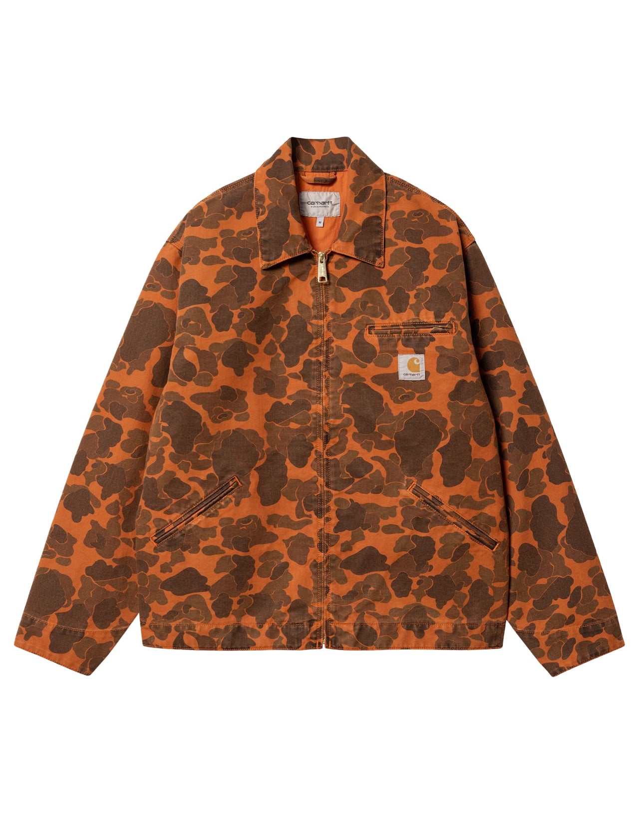 CARHARTT WIP GIACCA DUCK DETROIT CANVAS CAMOUFLAGE ARANCIO