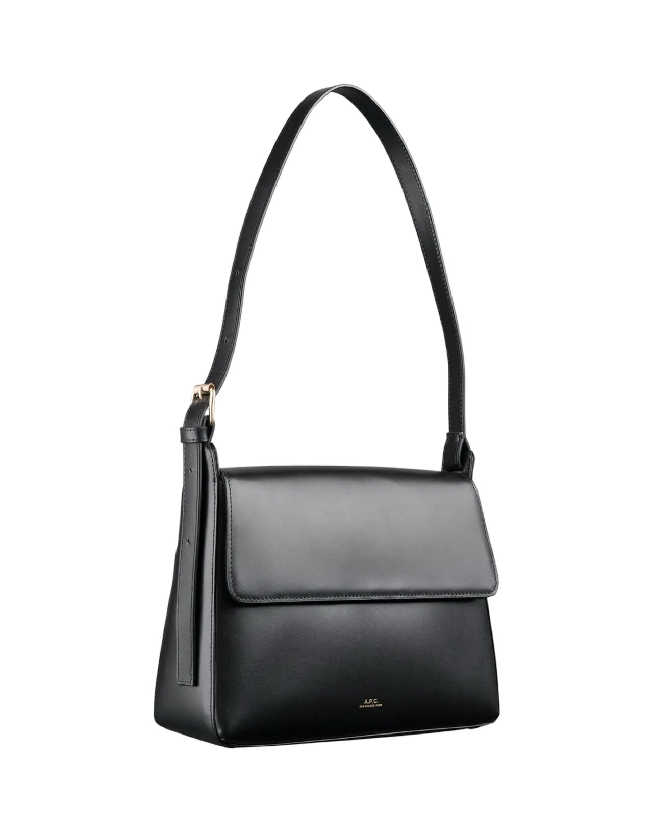 A.P.C. BORSA BAGUETTE VIRGINIE FLAP NERA