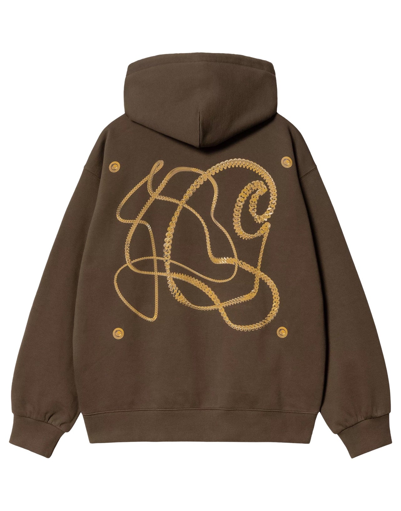 CARHARTT WIP HOODED CHARM LINK SWEAT MARRONE