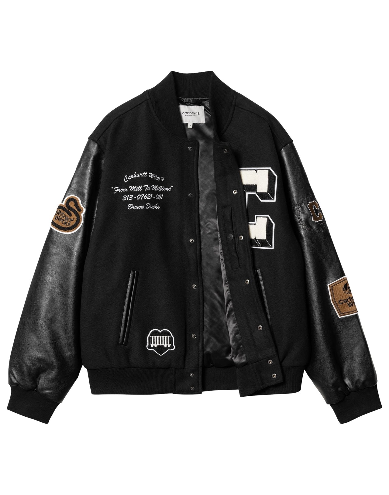 CARHARTT WIP BOMBER BROWN DUCKS VARSITY NERO