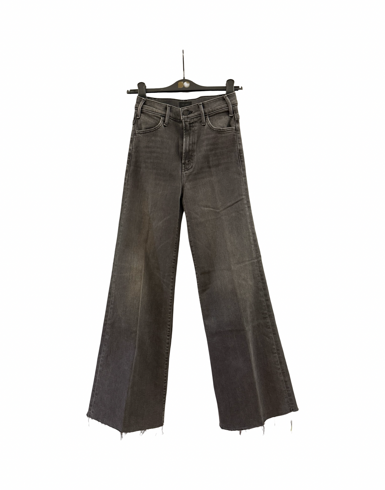 MOTHER DENIM THE HUSTLER ROLLER SNEAK FRAY PALAZZO GRIGIO