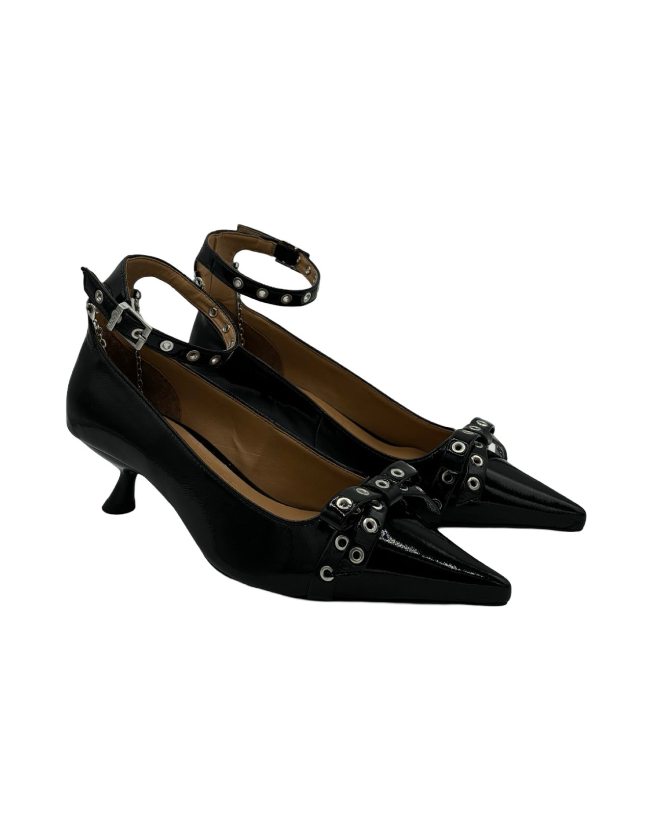 GANNI PUMP TACCO NAPLACK NERO