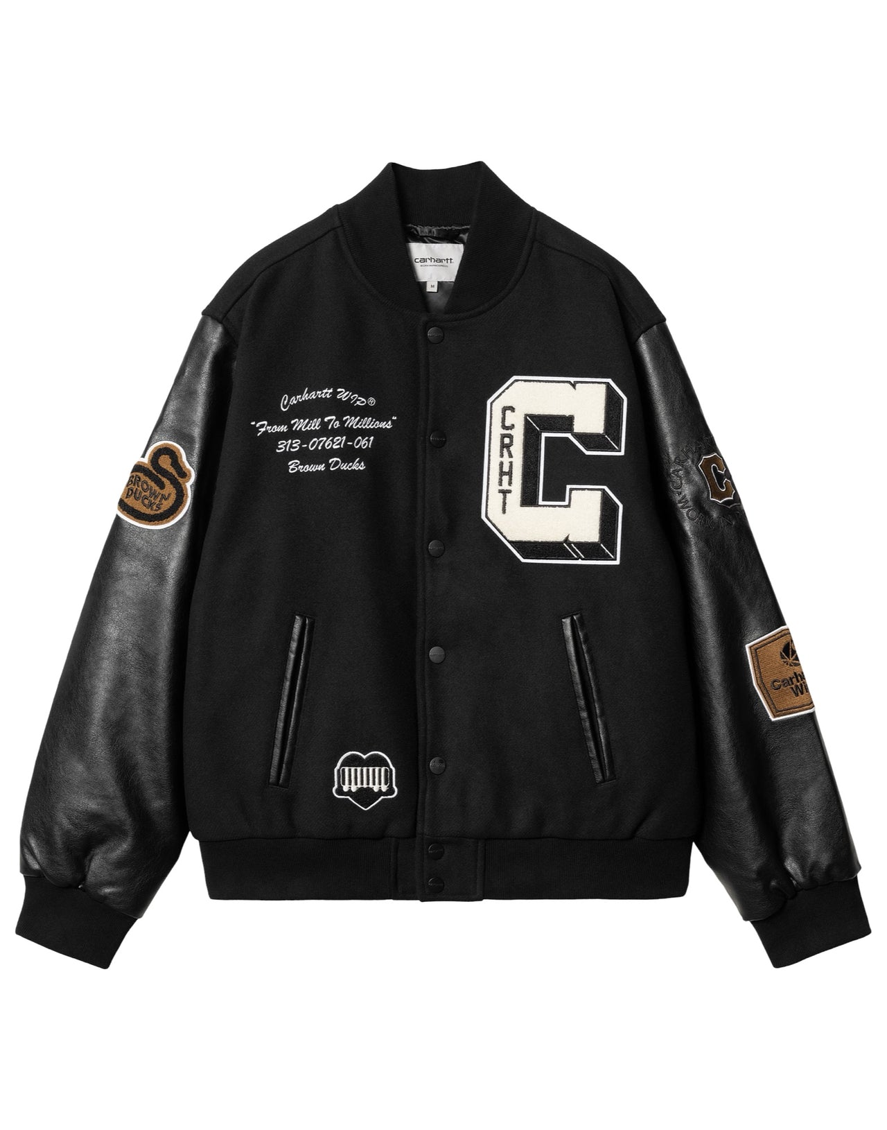 CARHARTT WIP BOMBER BROWN DUCKS VARSITY NERO