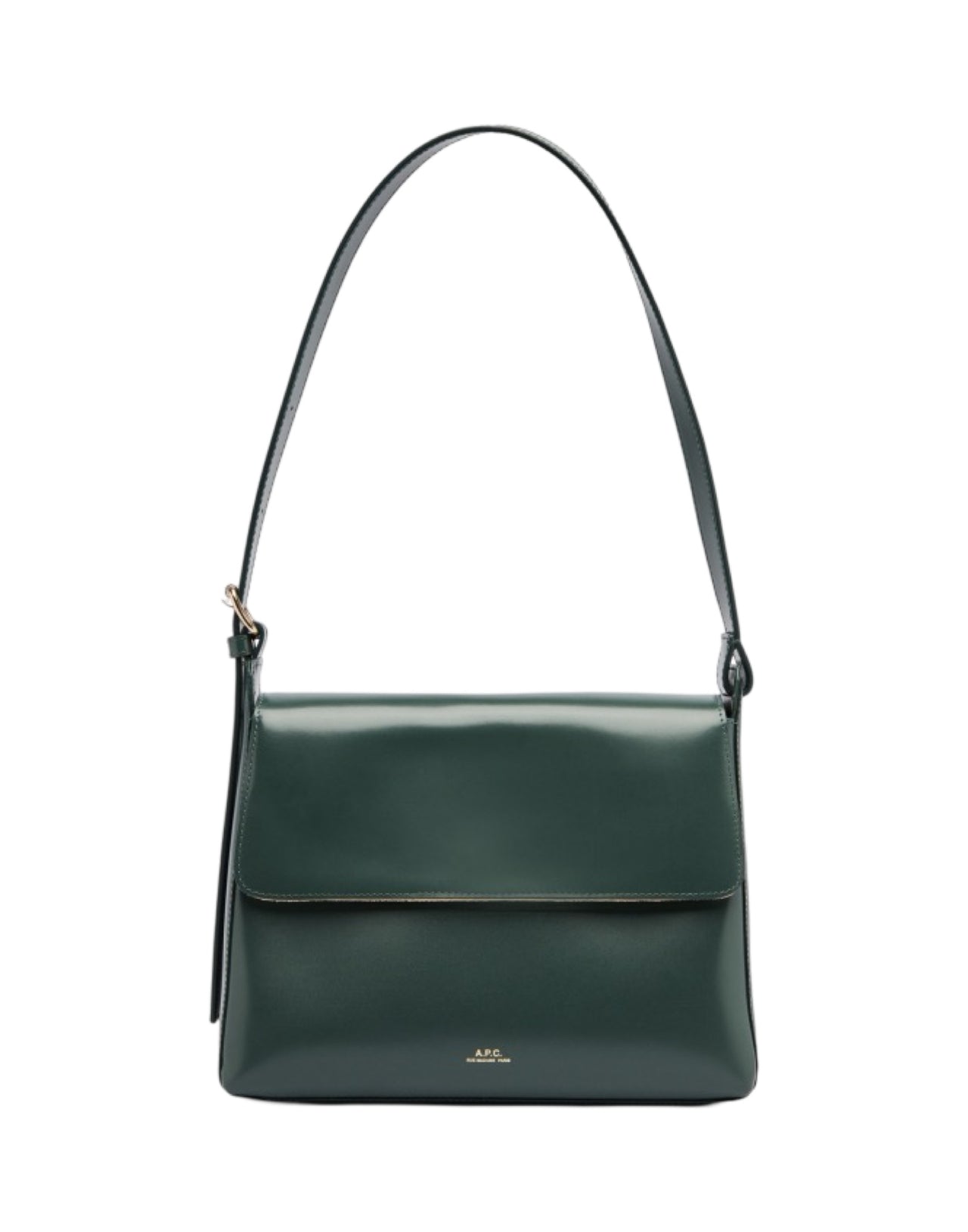 A.P.C. BORSA BAGUETTE VIRGINIE FLAP VERDE SCURO