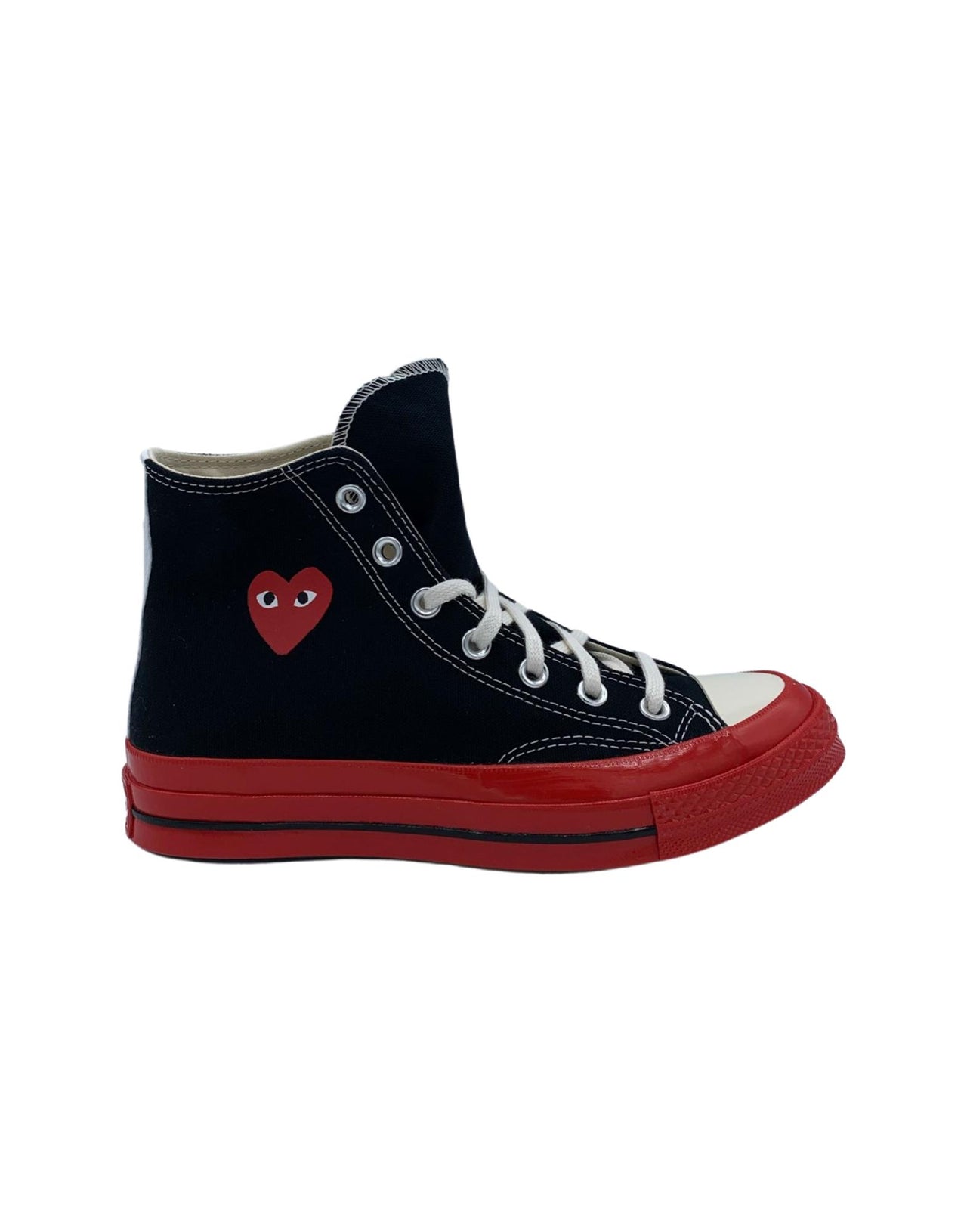 CDG Play Converse High Black Red Sole