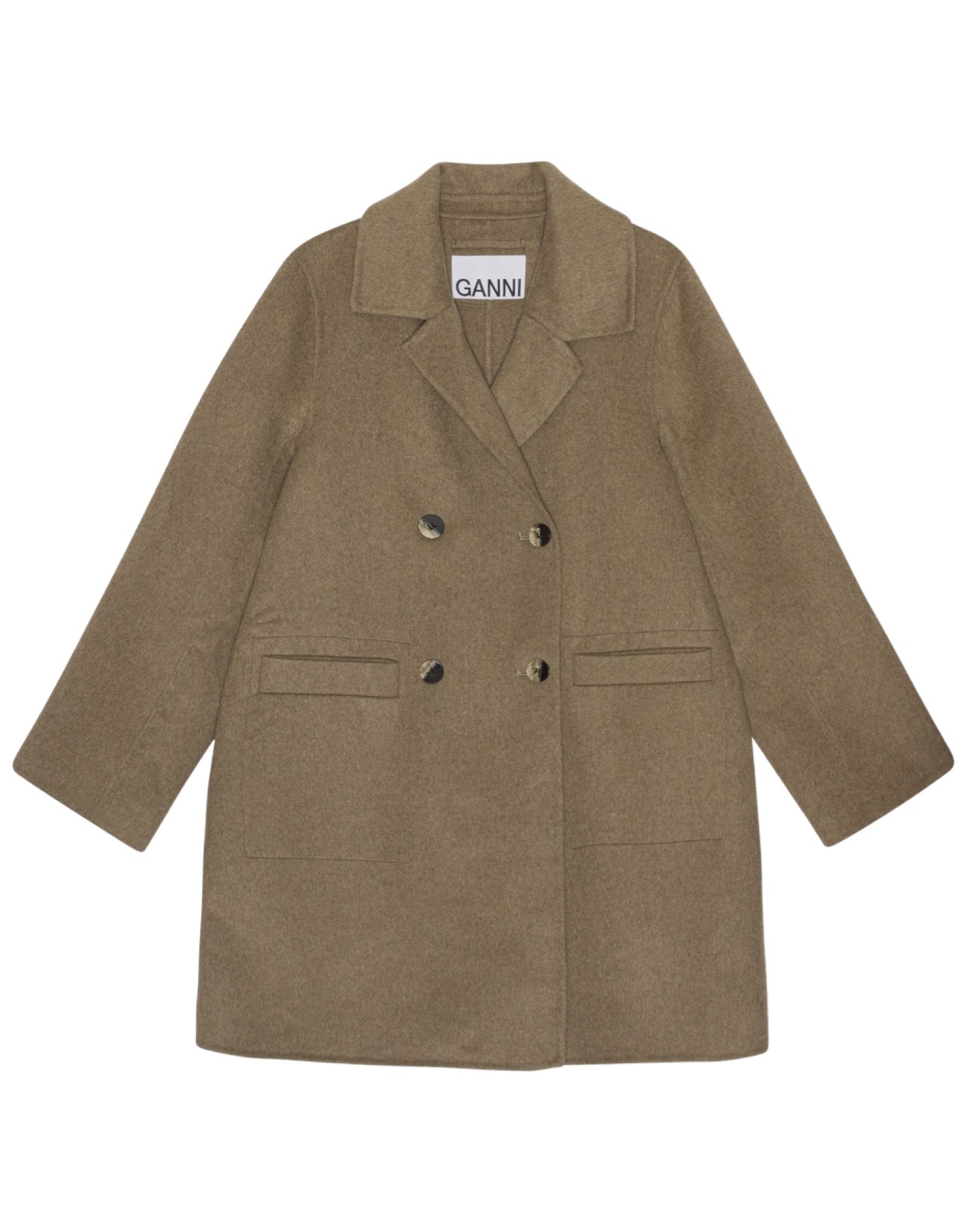 GANNI CAPPOTTO MIDI LANA TORTORA
