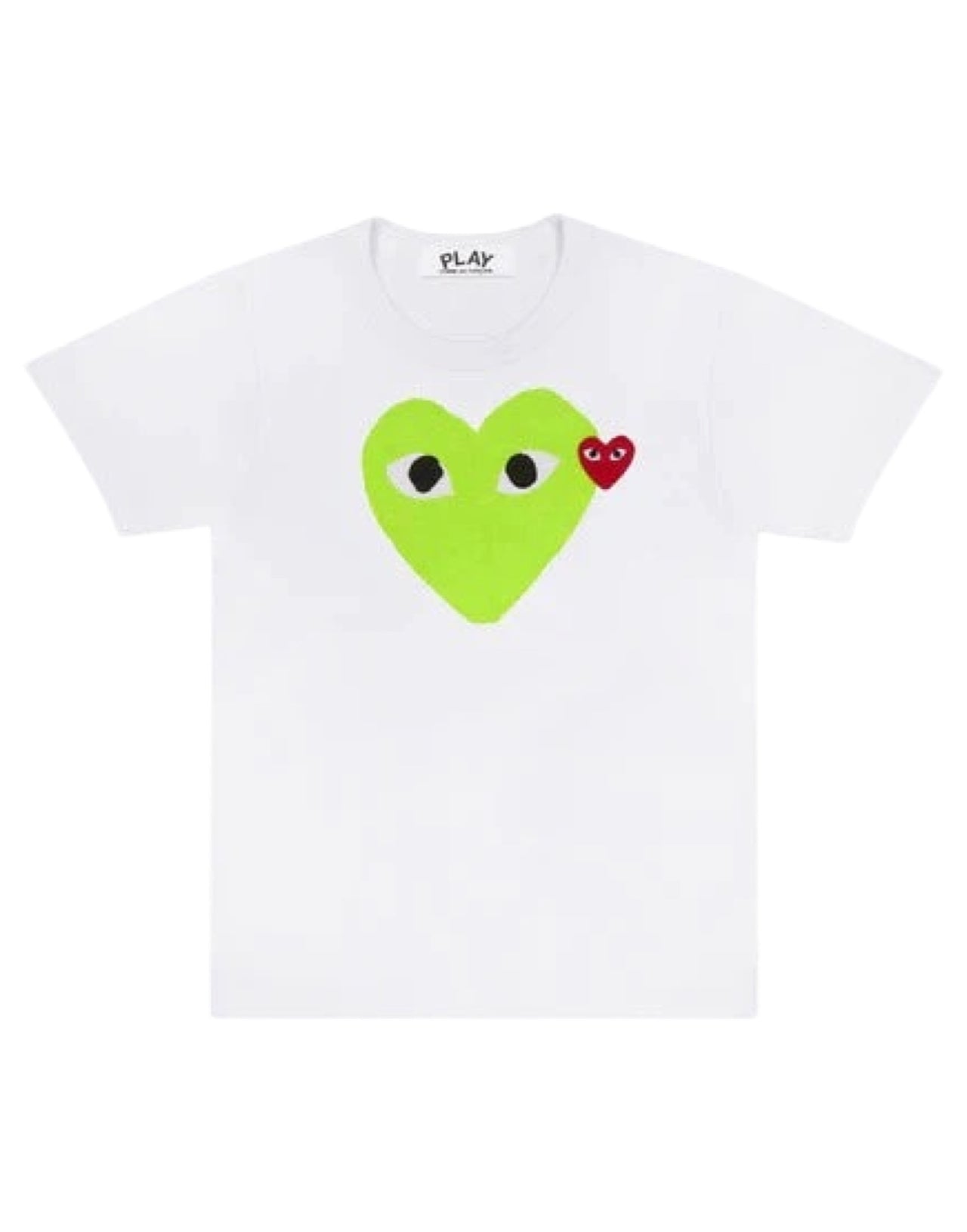 CDG PLAY T-shirt Cuore Lime Bianca