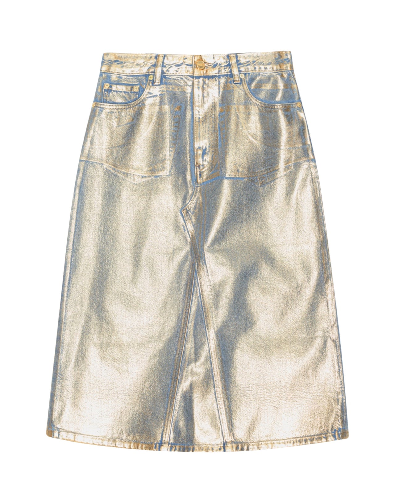 GANNI GONNA DENIM STAMPATA ORO