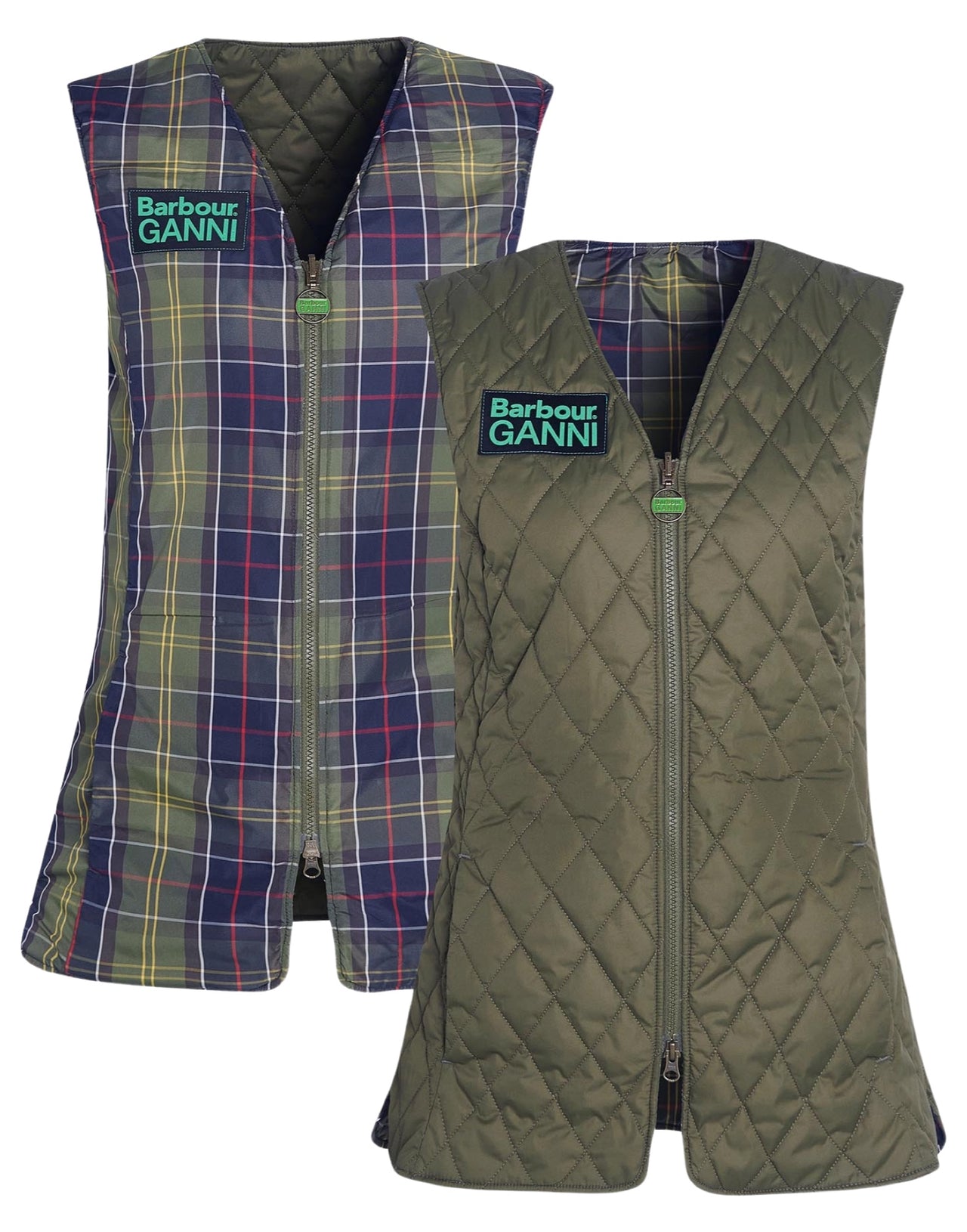 GANNI x Barbour GILET TRAPUNTATO VERDE