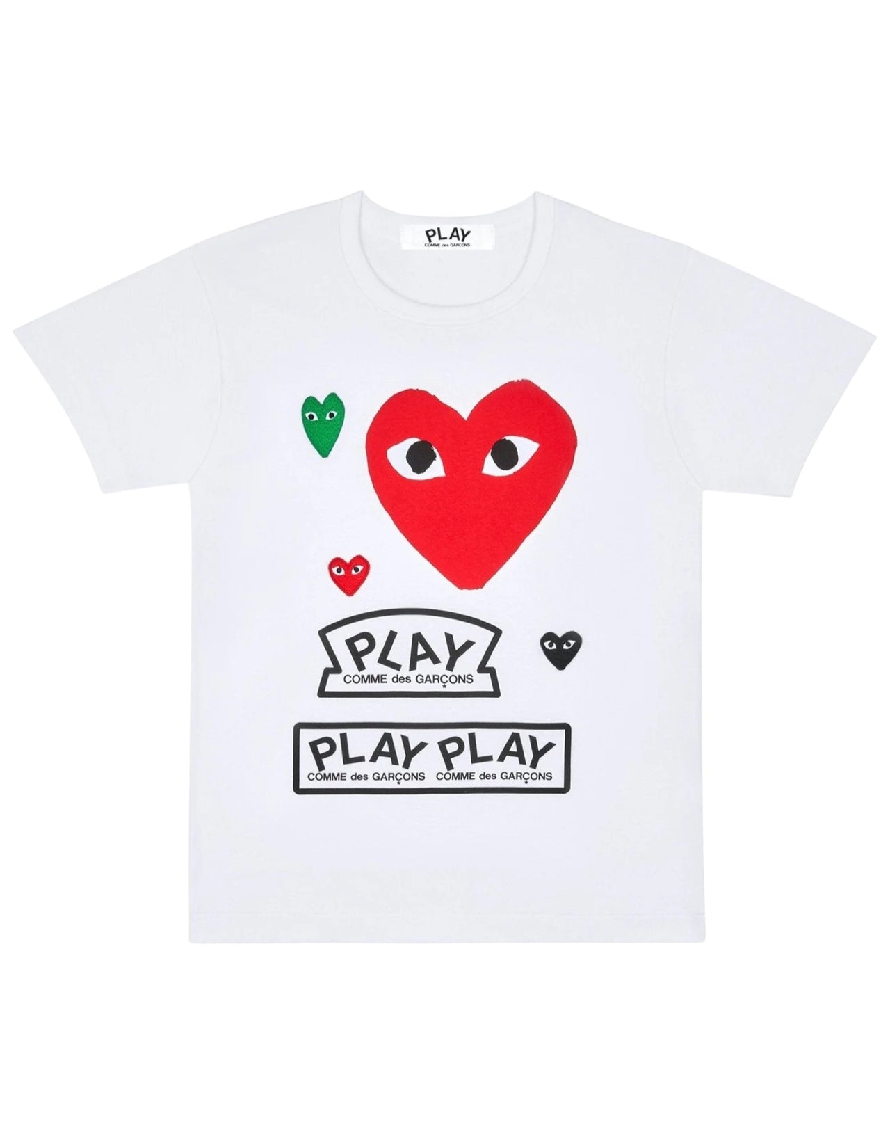CDG Play T-shirt printing white hearts